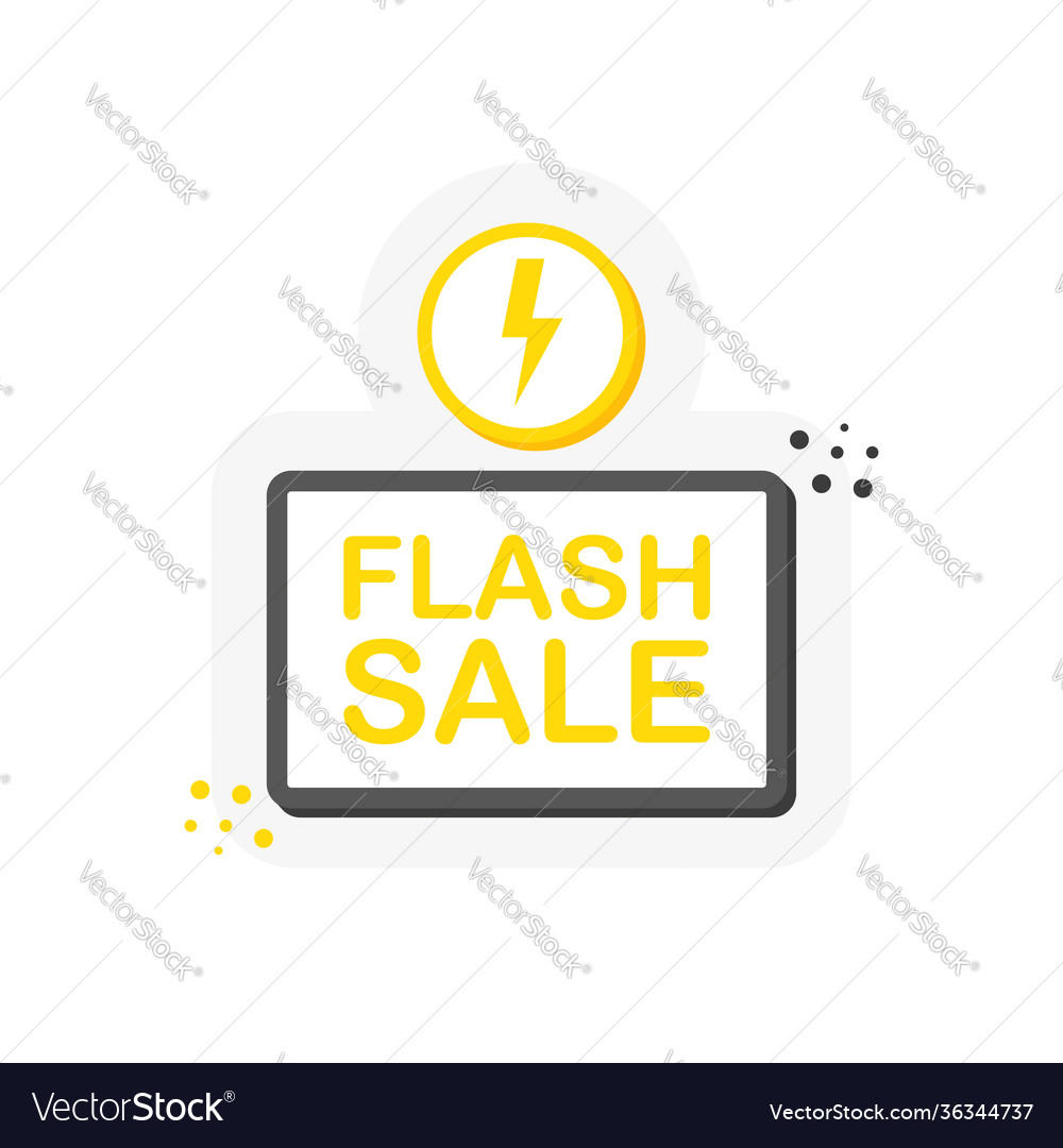 Flat label with flash sale speech bubble 3d label Vector Image