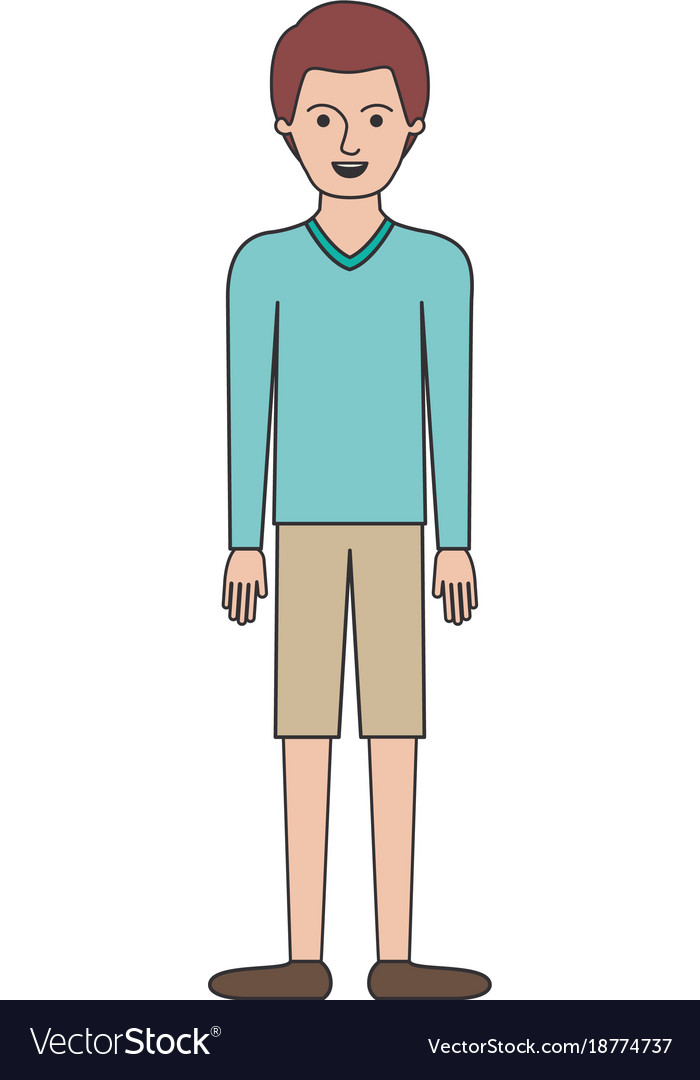 Man full body with sweater and short pants and Vector Image