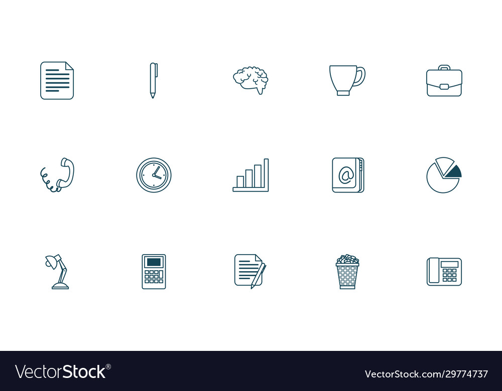 Office and business line style icon set Royalty Free Vector