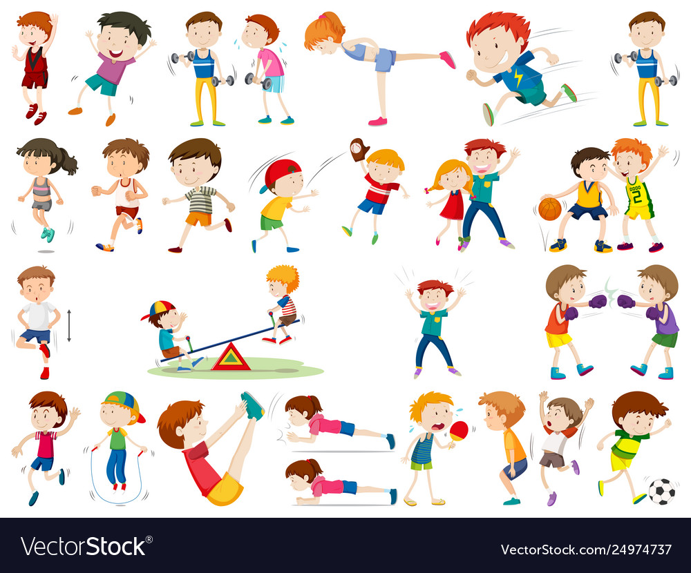 Set exercise character Royalty Free Vector Image