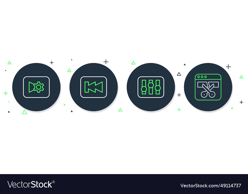 Set line rewind button sound mixer controller vector image Set line rewind button sound mixer controller