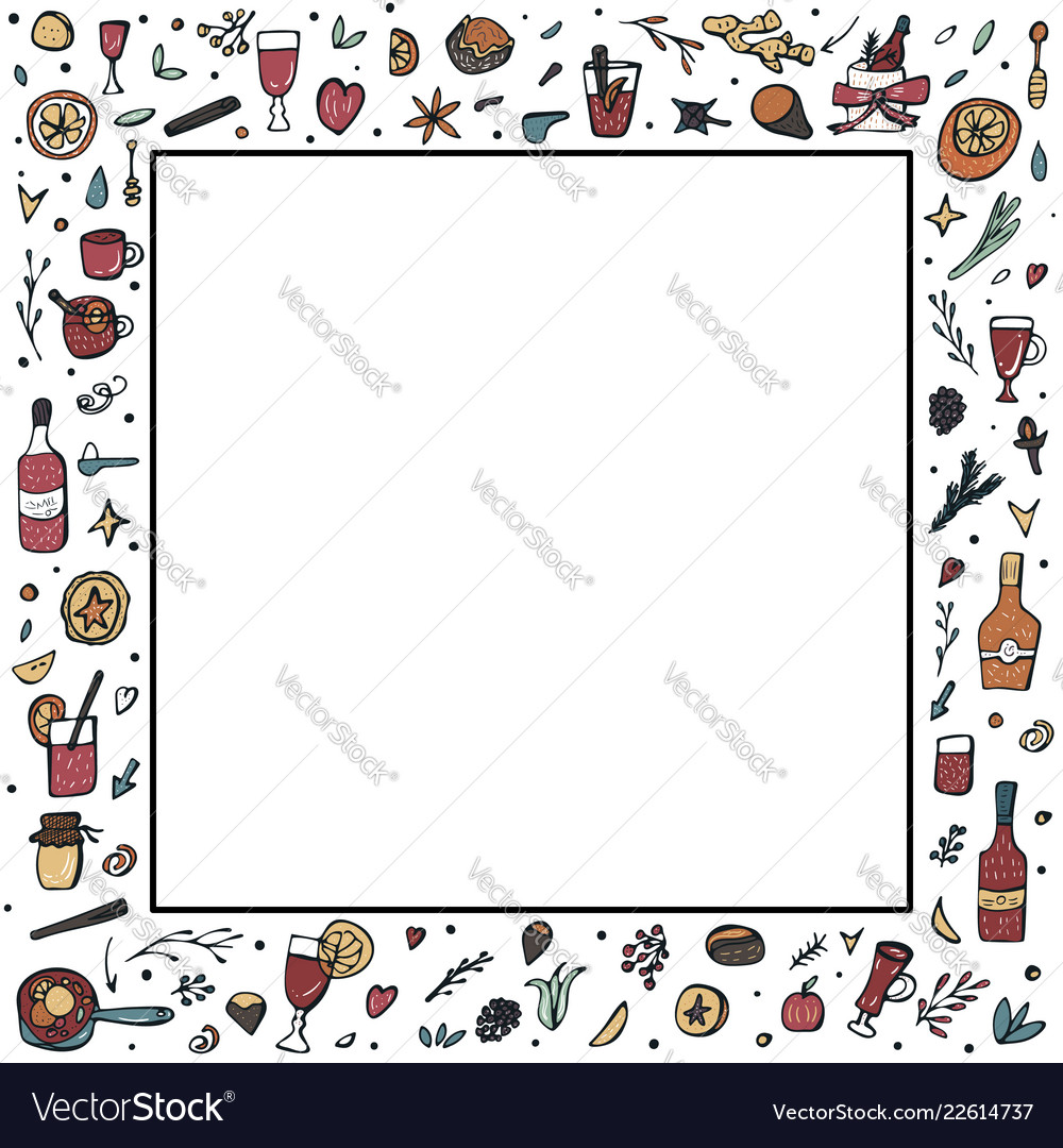 Set of mulled wine elements and objects vector image Set of mulled wine elements and objects