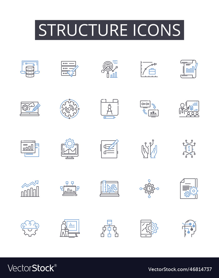 Structure icons line collection design vector image Structure icons line collection design