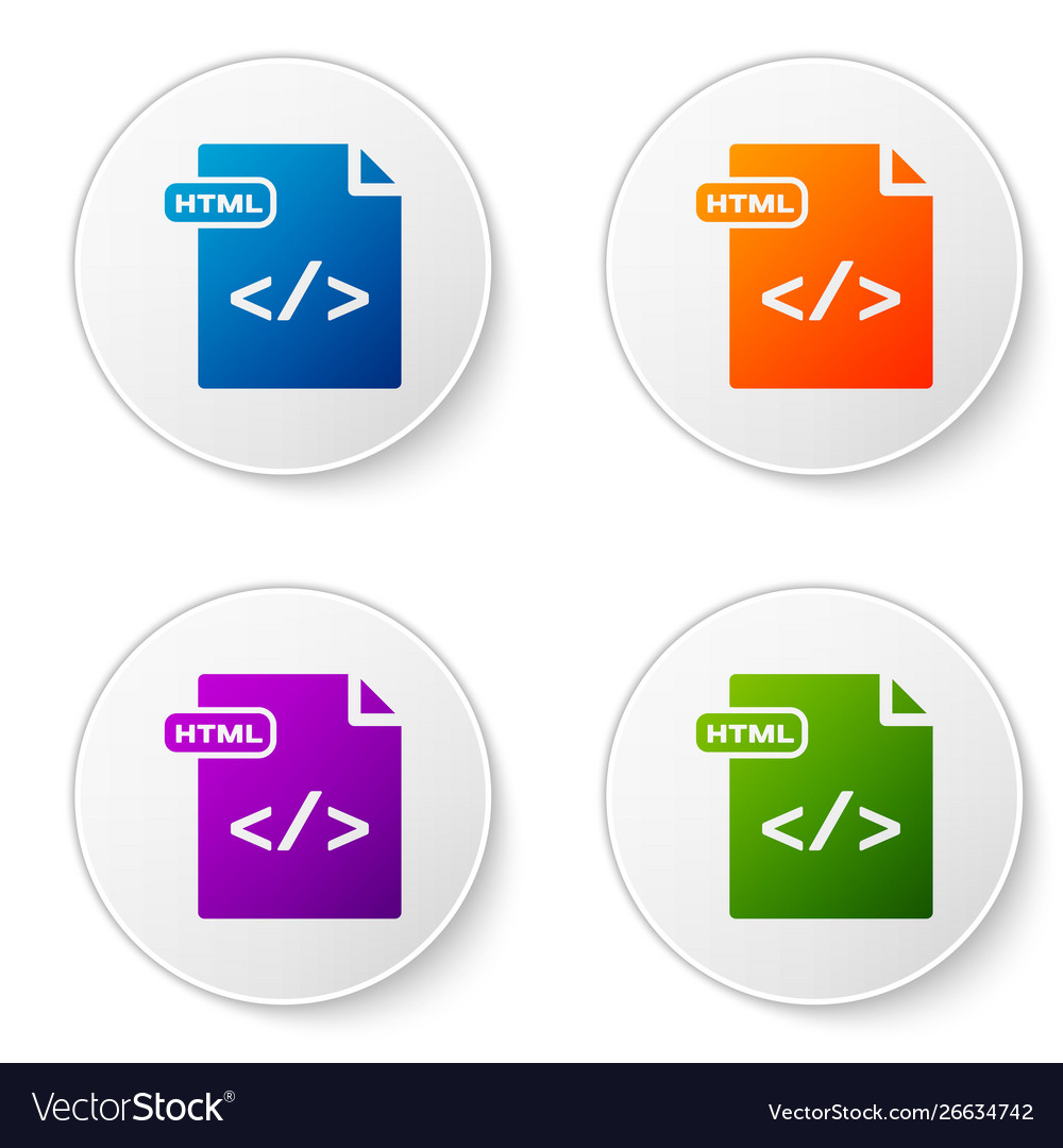 Color html file document download html button Vector Image