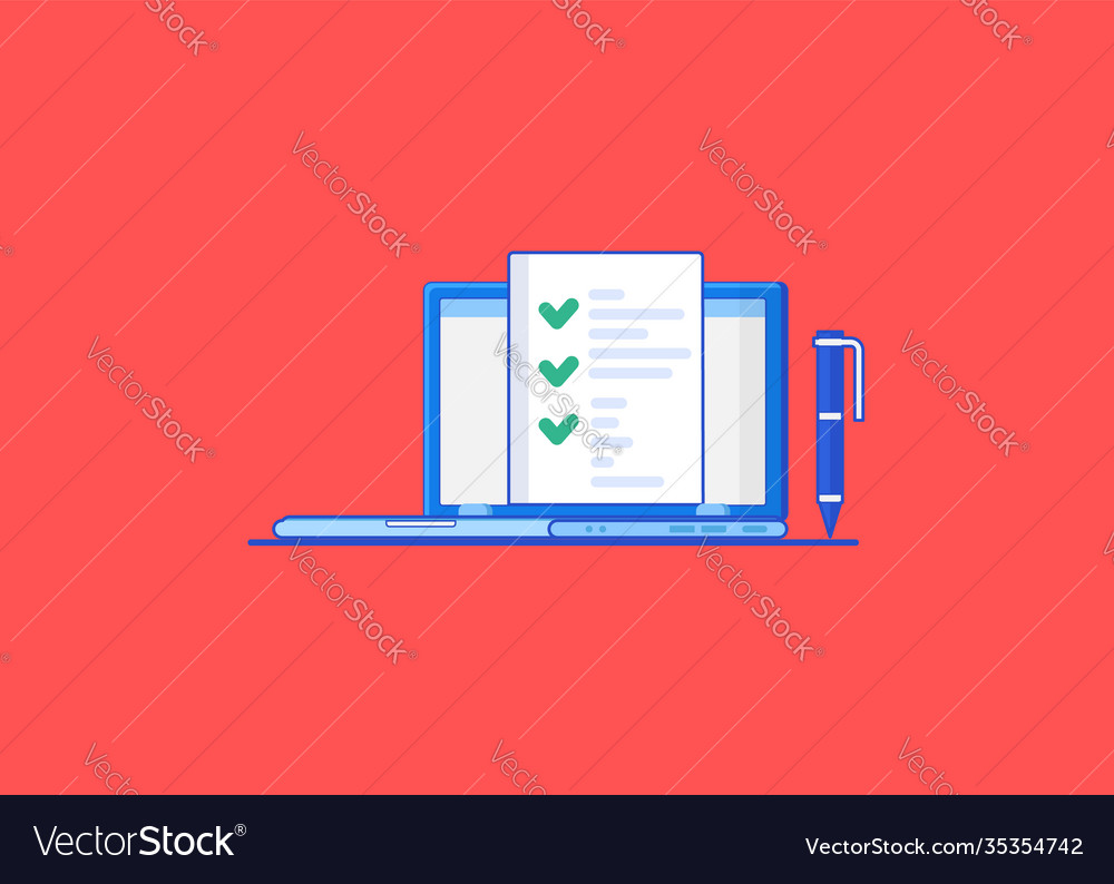 Display monitor with list and checkbox marks vector image Display monitor with list and checkbox marks