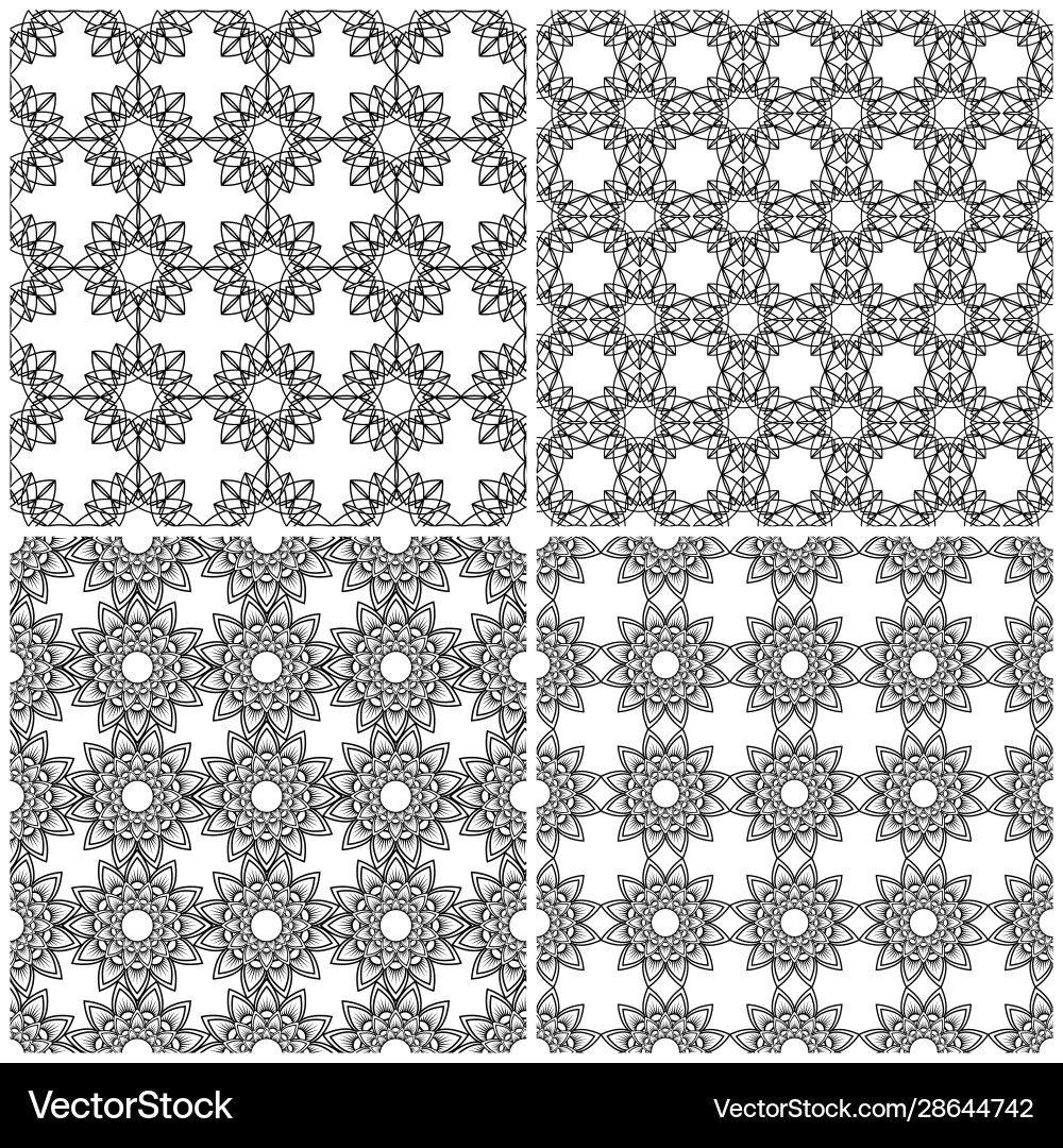 Four seamless abstract floral grids Royalty Free Vector