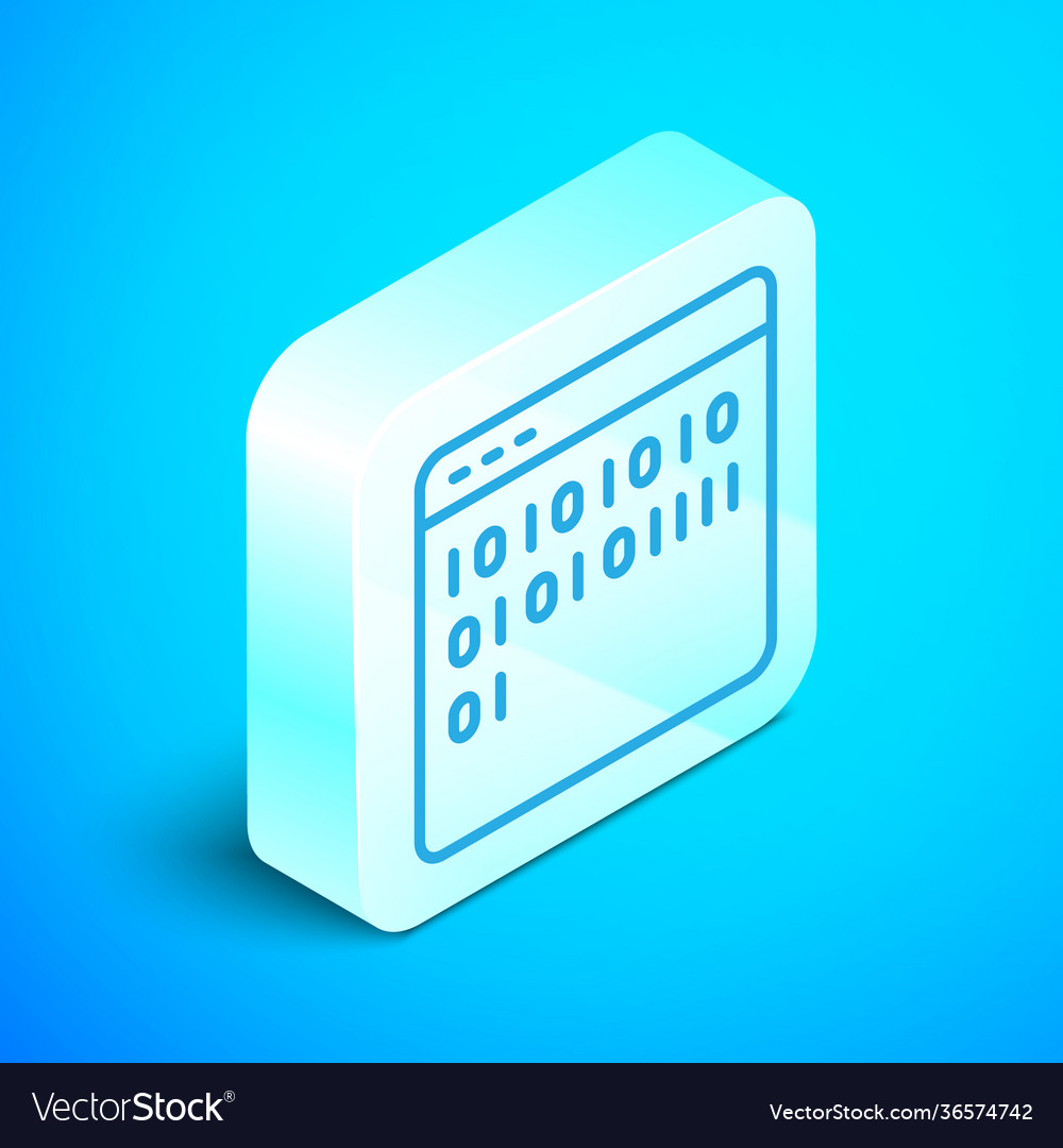 Isometric line binary code icon isolated on blue vector image Isometric line binary code icon isolated on blue
