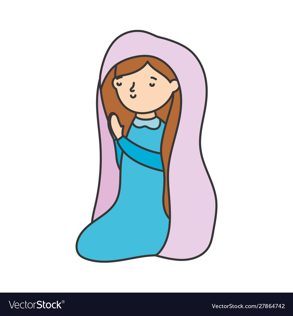 Mary praying manger nativity merry christmas Vector Image