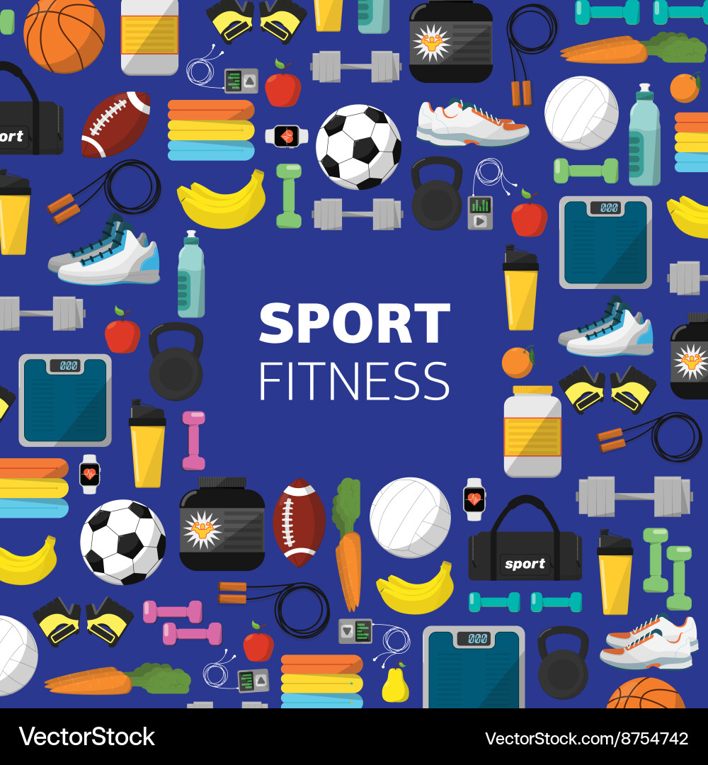 Sports equipment background flat icon Royalty Free Vector