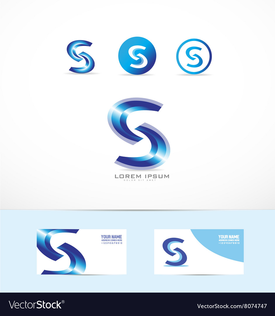 Letter S Blue Metal Logo Icon Royalty Free Vector Image