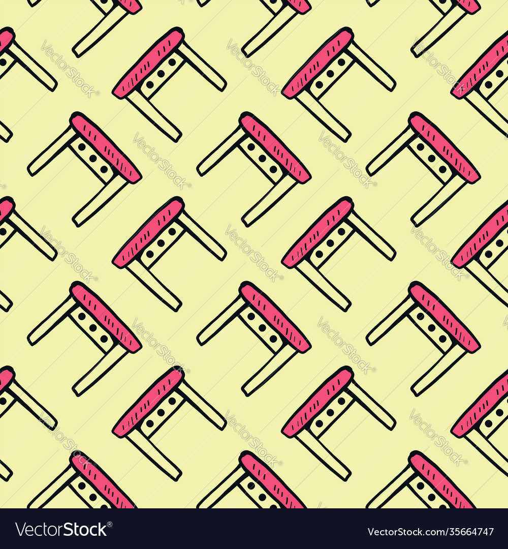 Pink Stühleseamless Muster auf gelbem Hintergrund