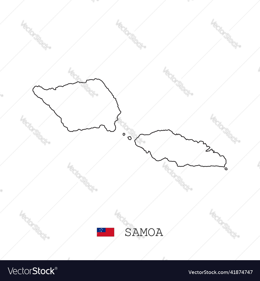 Samoa map line linear thin simple outline vector image Samoa map line linear thin simple outline