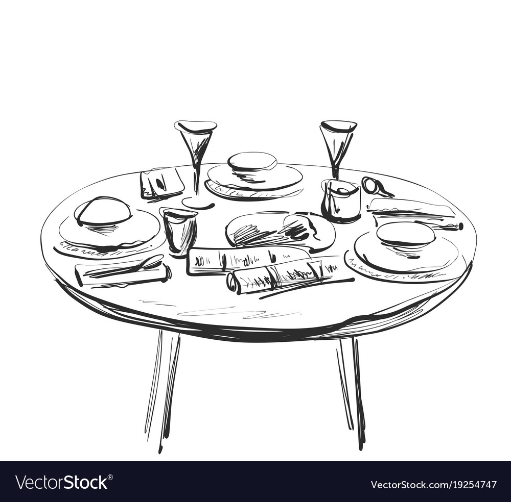 Table Setting Set Weekend Breakfast Or Dinner Vector Image