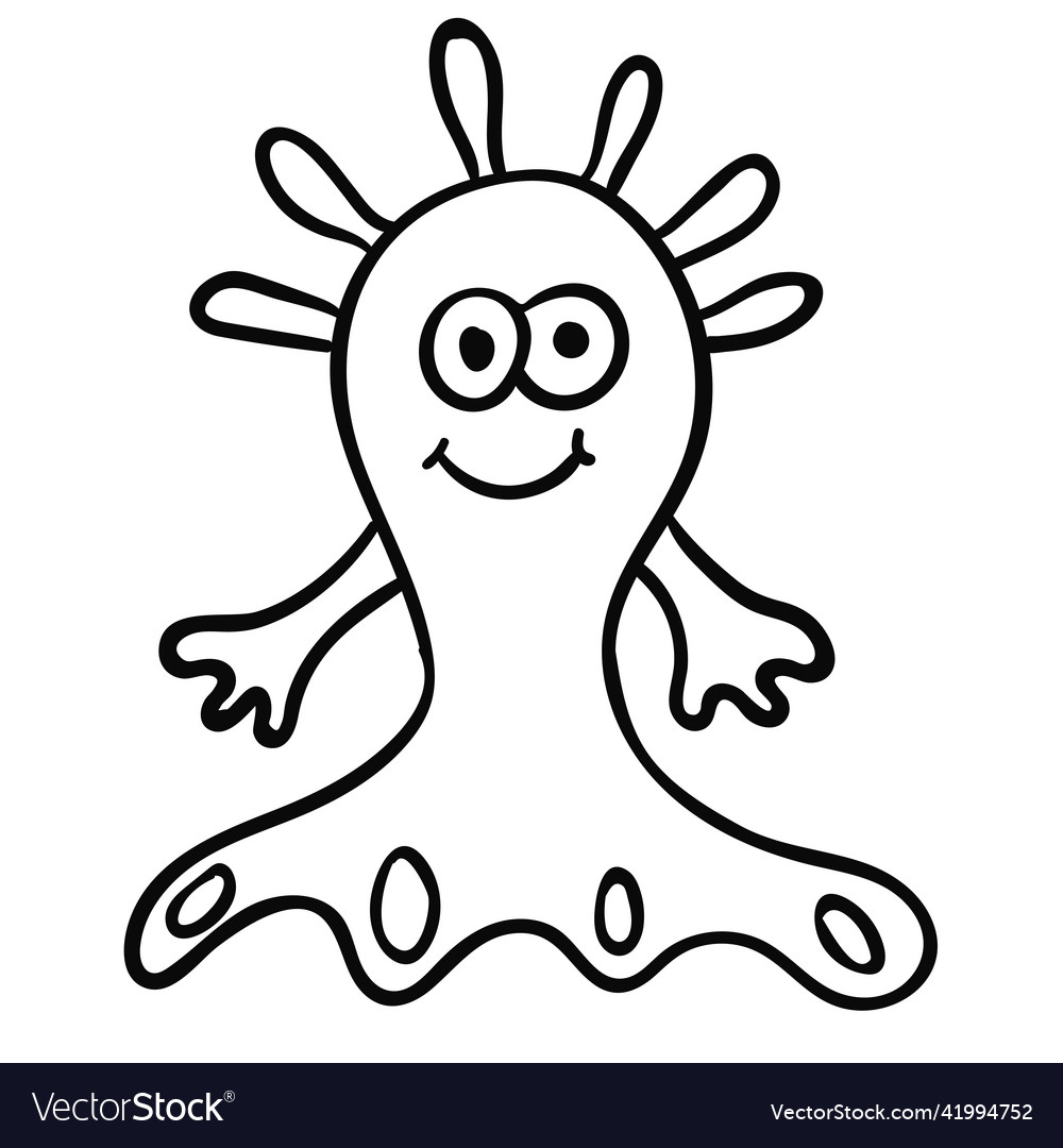 Cartoon doodle linear alien animal Royalty Free Vector Image