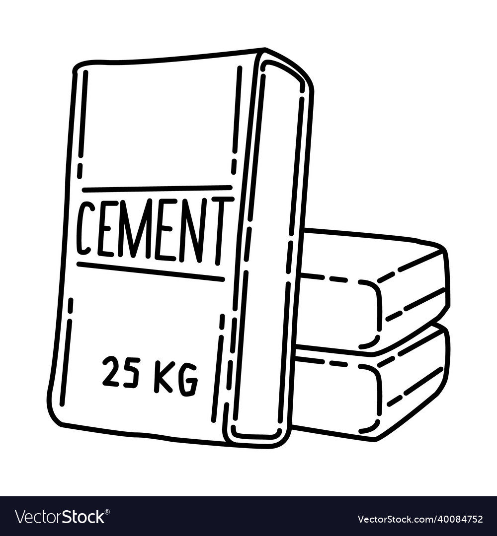 Cement bags pile icon doodle hand drawn