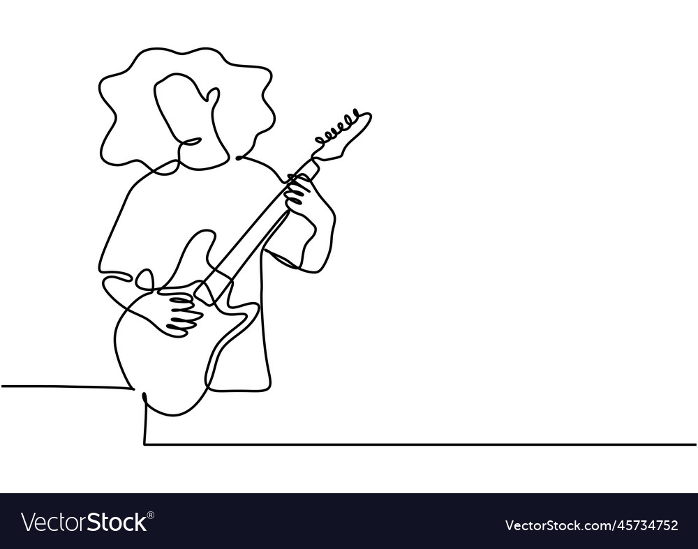 Continuous one line drawing of electric guitar Vector Image