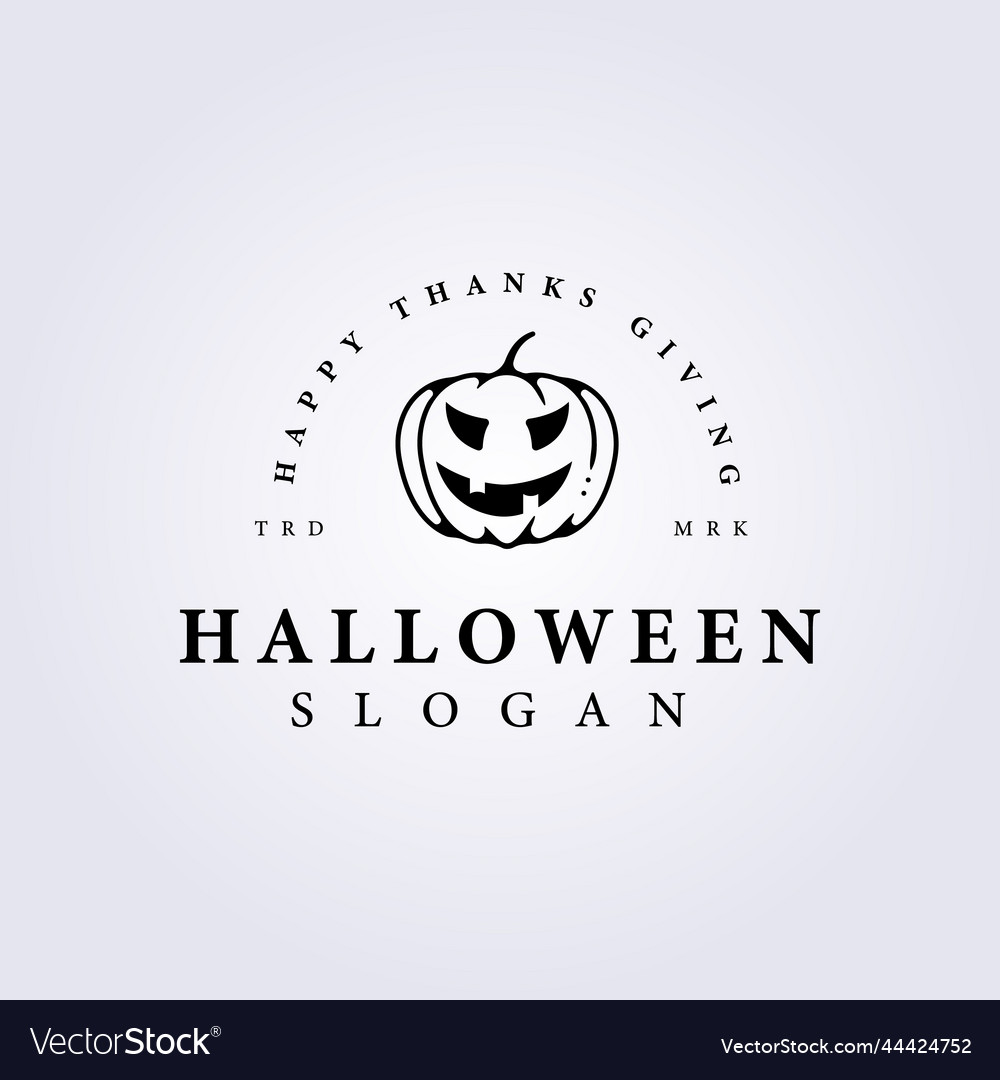 Funny halloween pumpkin face logo linear