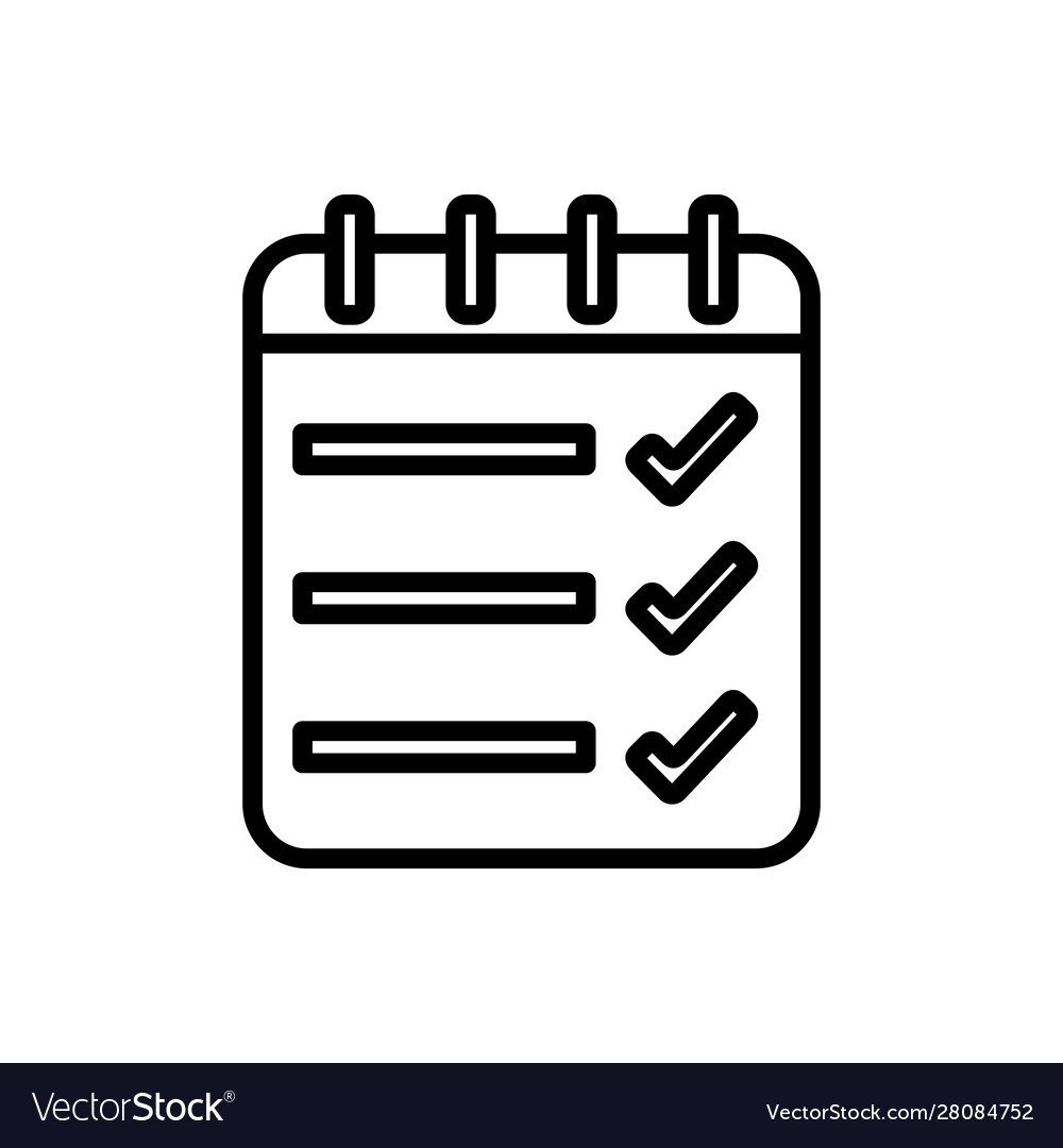 List check mark notepad spiral icon thick line