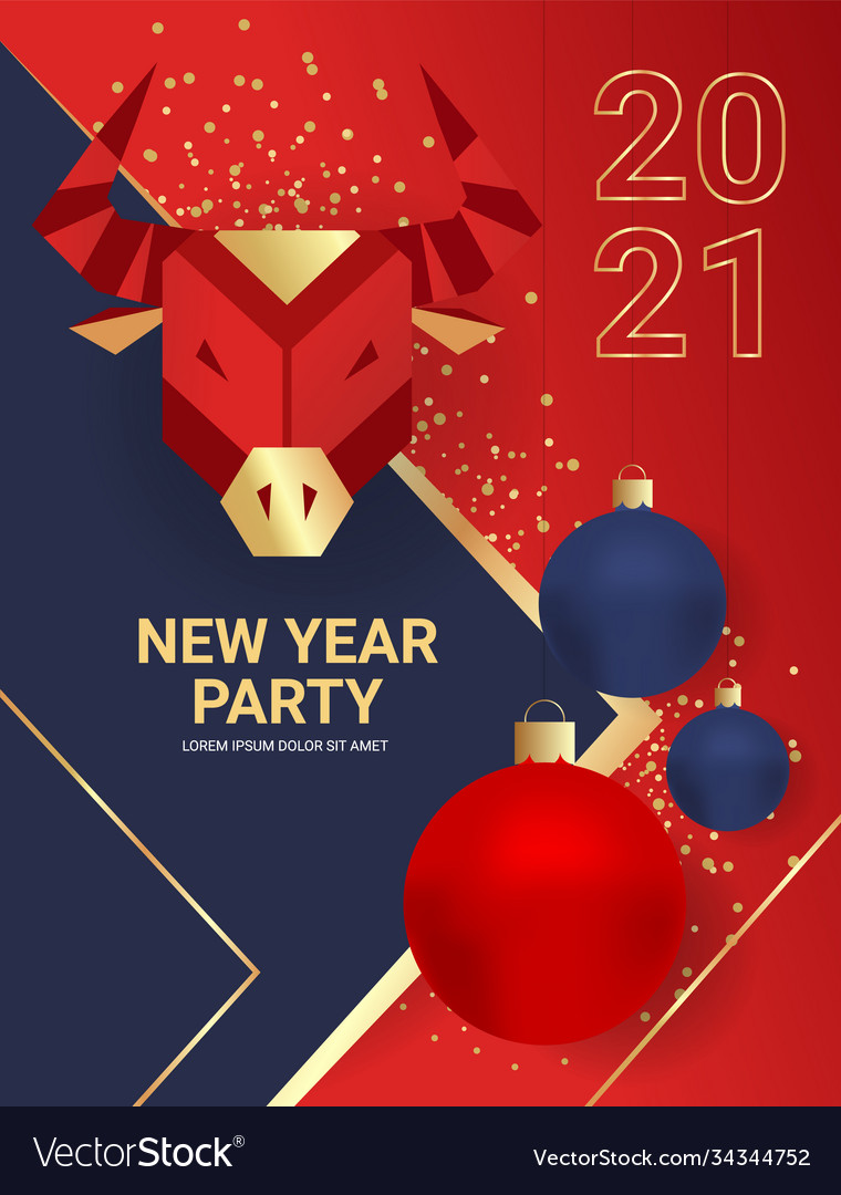 New year 2021 - bull elegant red Royalty Free Vector Image