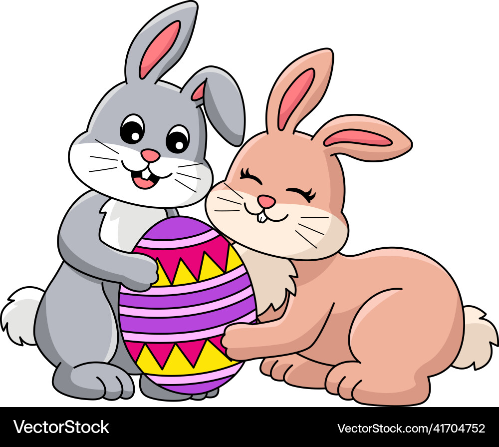 Rabbit holding easter egg cartoon Royalty Free Vector Image