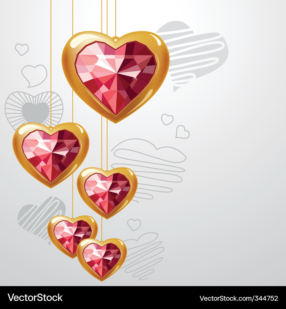 Ruby gold hearts Royalty Free Vector Image - VectorStock