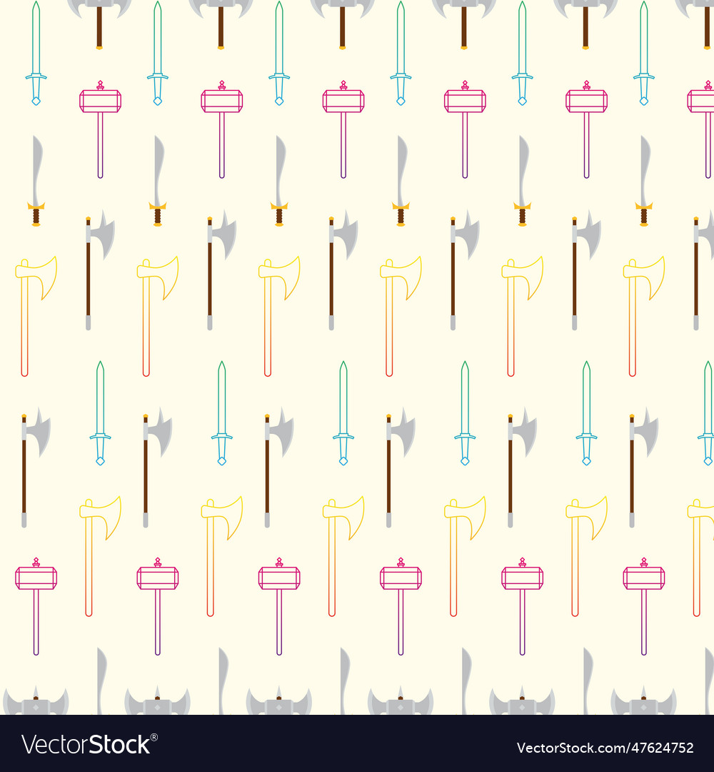 Seamless pattern background with medieval weapons