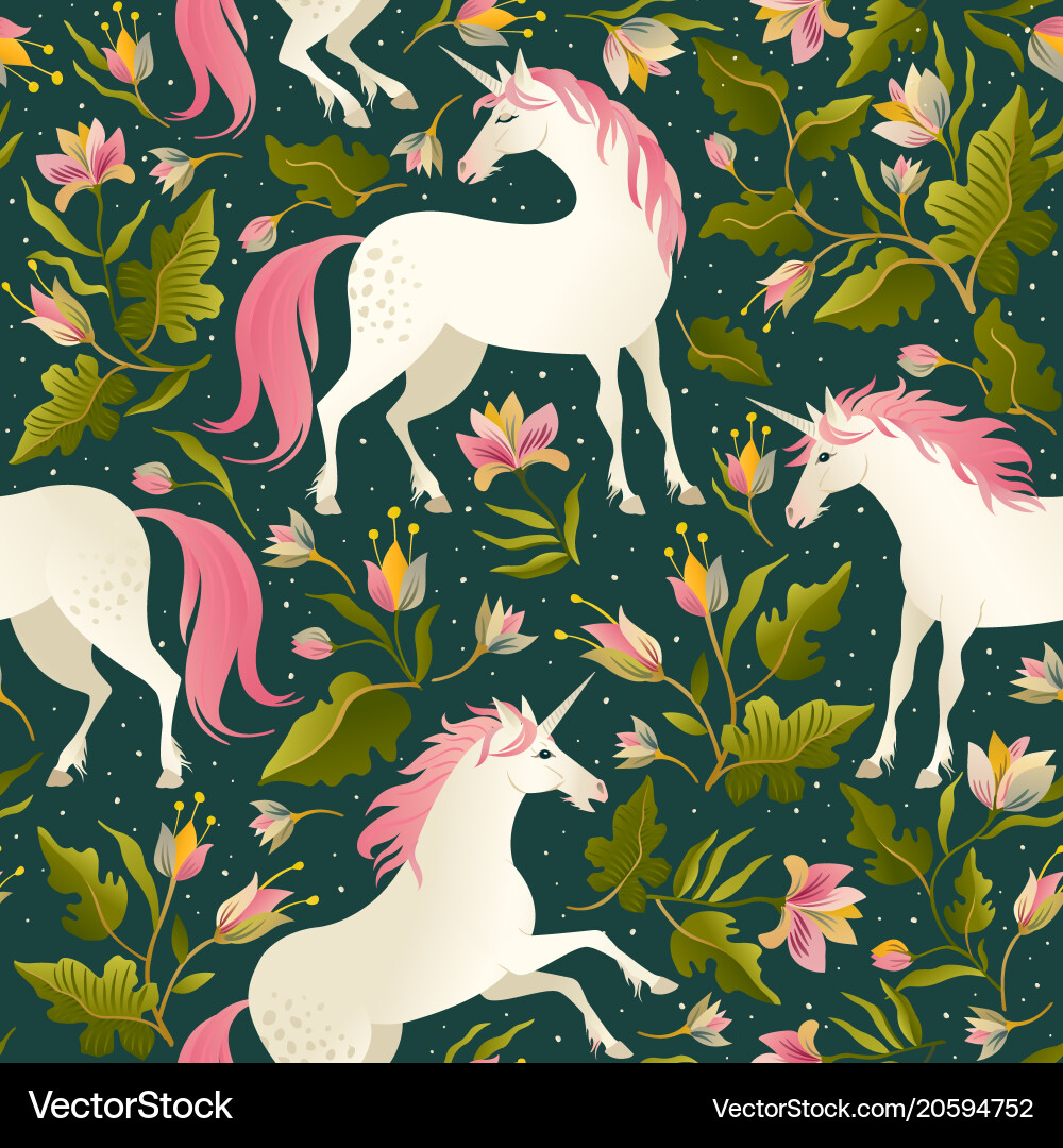 Seamless pattern with beautiful unicorns Vector Image