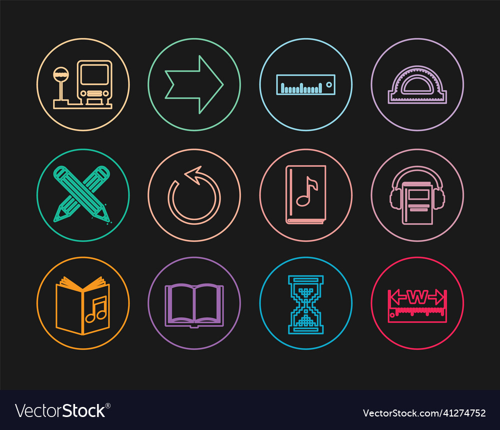 Set line measuring height and length audio book vector image Set line measuring height and length audio book