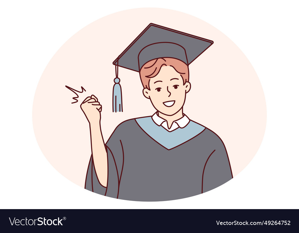 Smiling guy excited with successful graduation