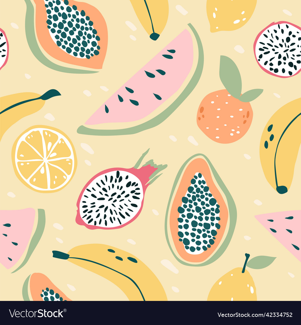 Tropical fruit seamless pattern Royalty Free Vector Image