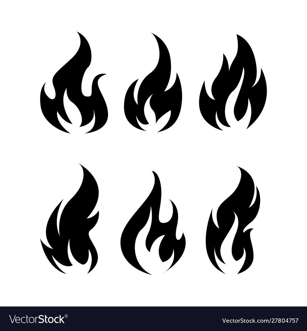 Black fire icons set Royalty Free Vector Image