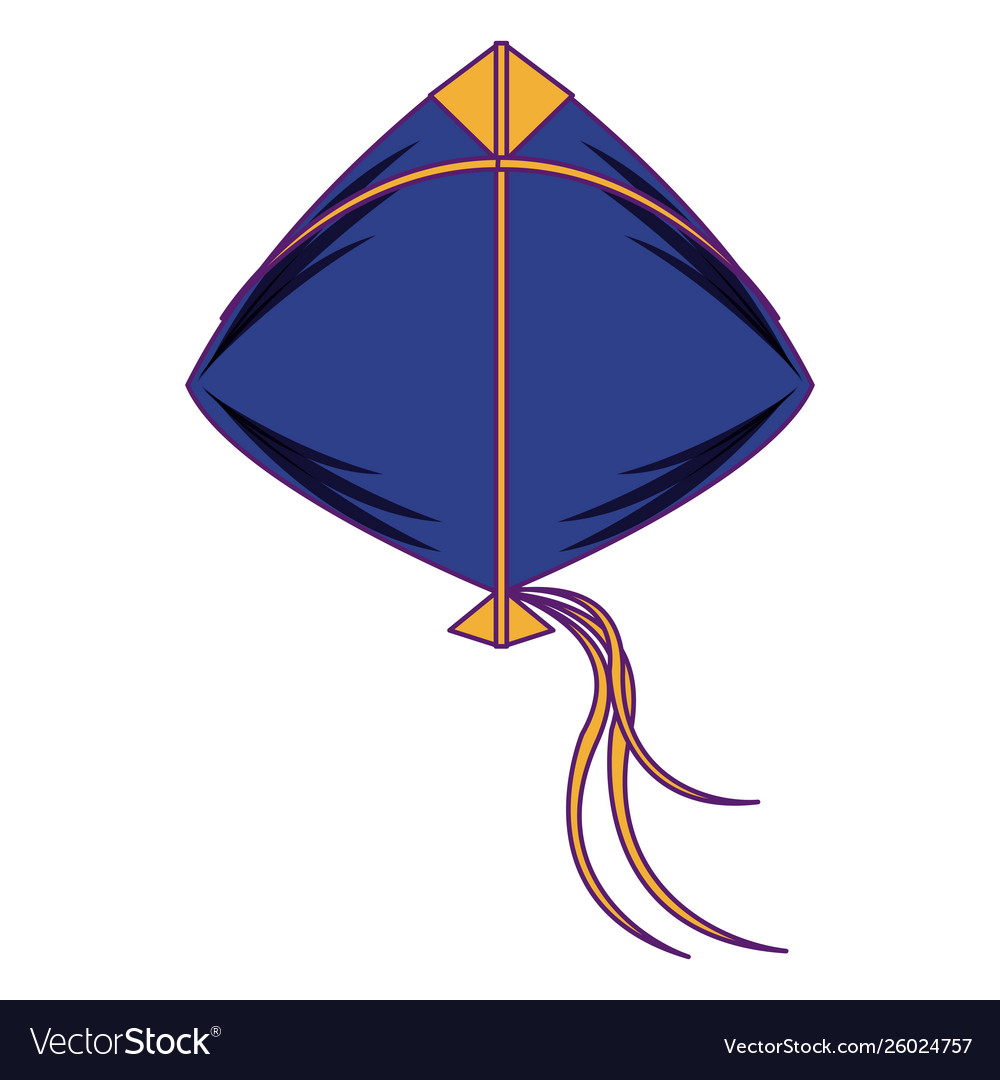 Blue flying kite icon cartoon Royalty Free Vector Image