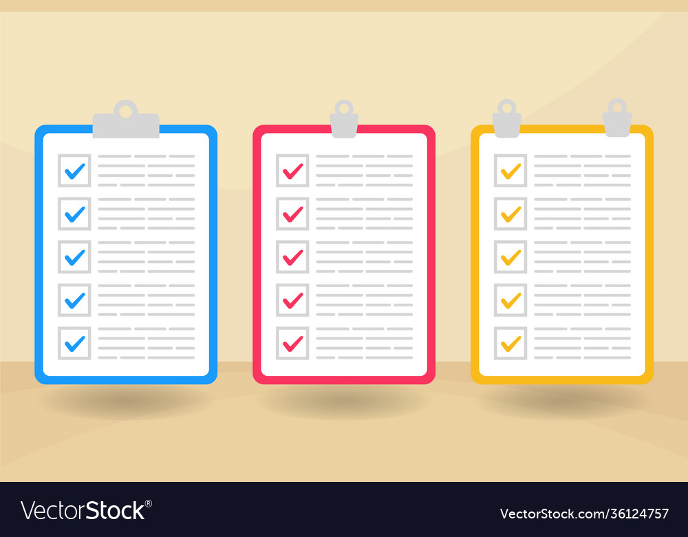 Colorful check list collection with flat design vector image Colorful check list collection with flat design