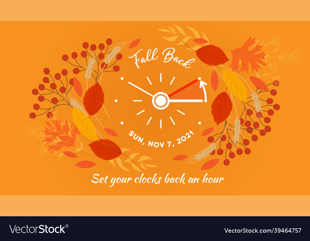 Daylight saving time ends banner turning clocks vector image Daylight saving time ends banner turning clocks