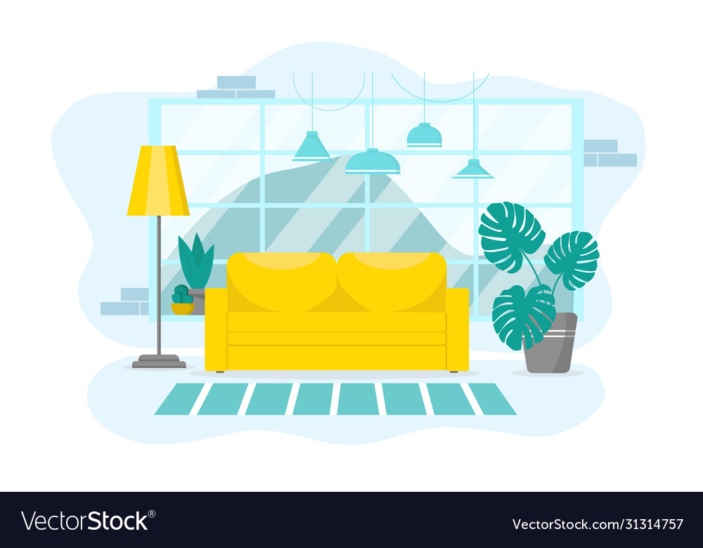 Design a cute living room interior vector image Design a cute living room interior
