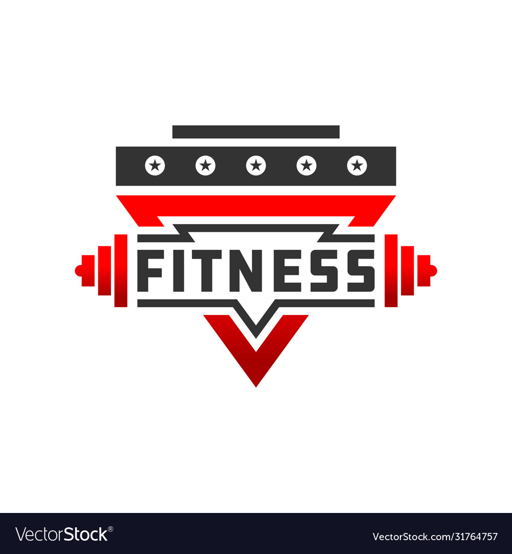 Fitness badge sport logo Royalty Free Vector Image