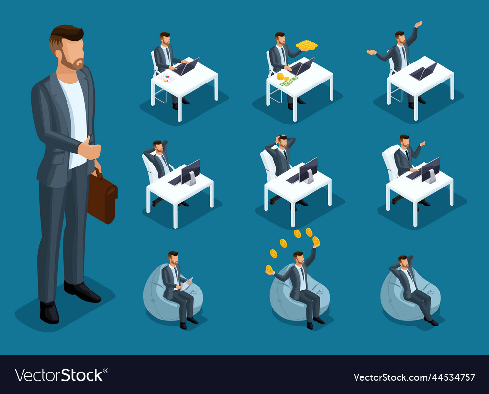 Isometric cartoon people 3d businessmen