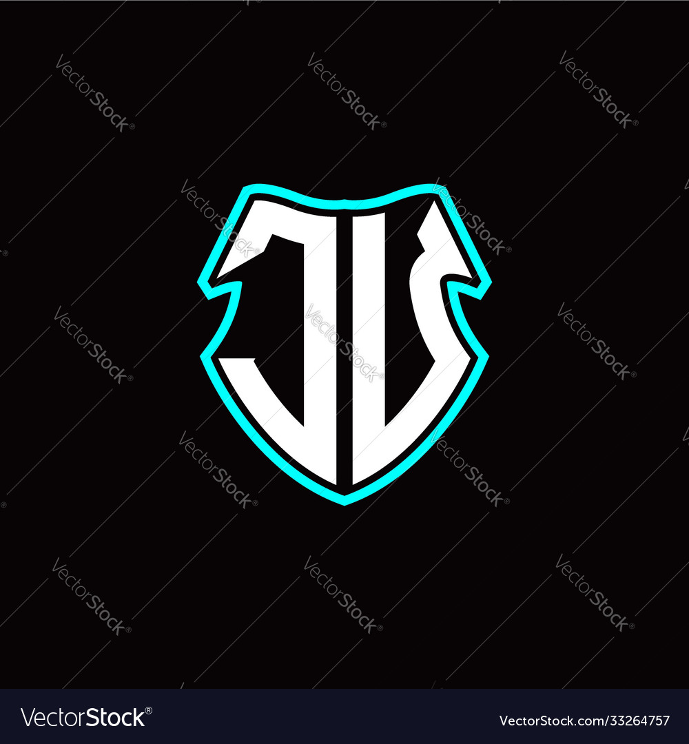 J u initial logo design with a shield shape vector image J u initial logo design with a shield shape