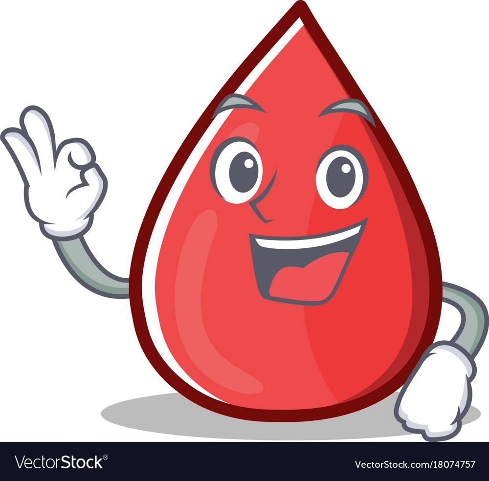 Okay blood drop cartoon mascot character Vector Image