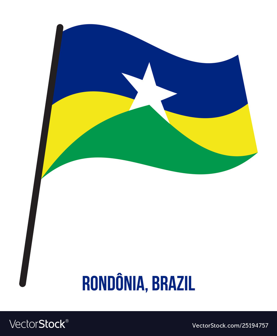 Rondonia flag waving on white background states