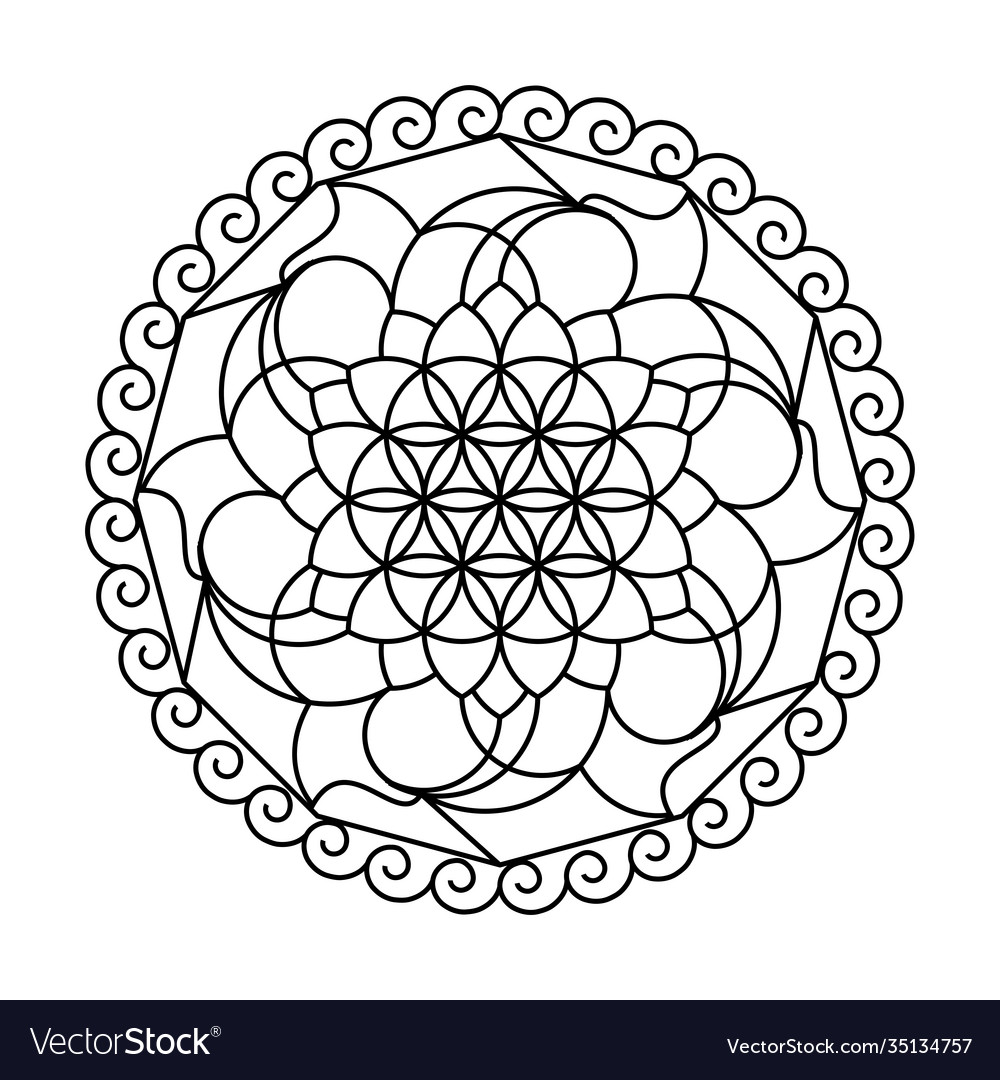 Swirl flower life circle mandala