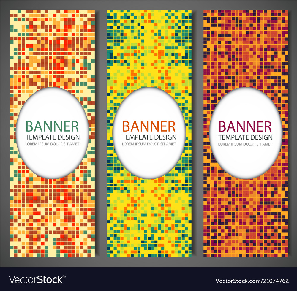 Abstract banners set with colorful pixel