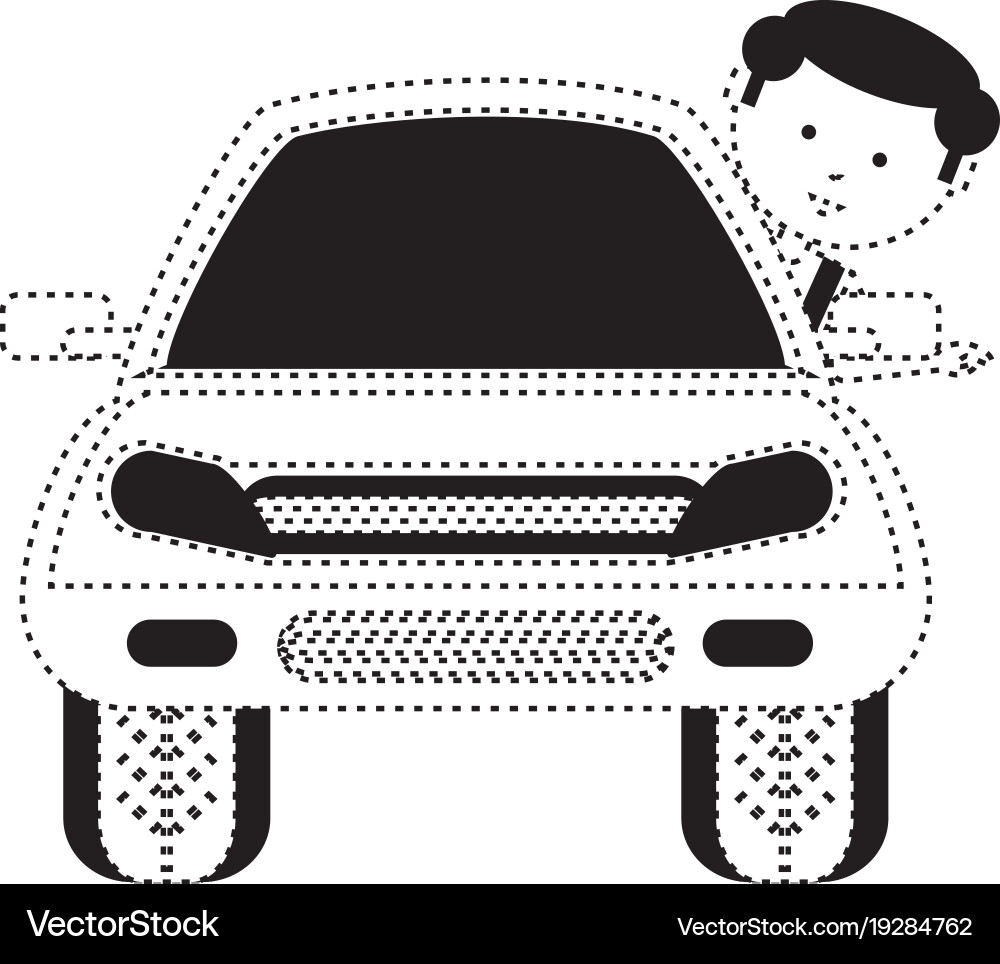 Cartoon man and car icon Royalty Free Vector Image