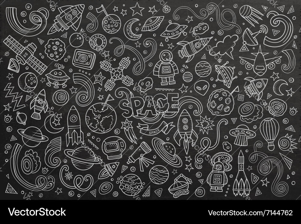 Chalkboard hand drawn doodles cartoon set Vector Image