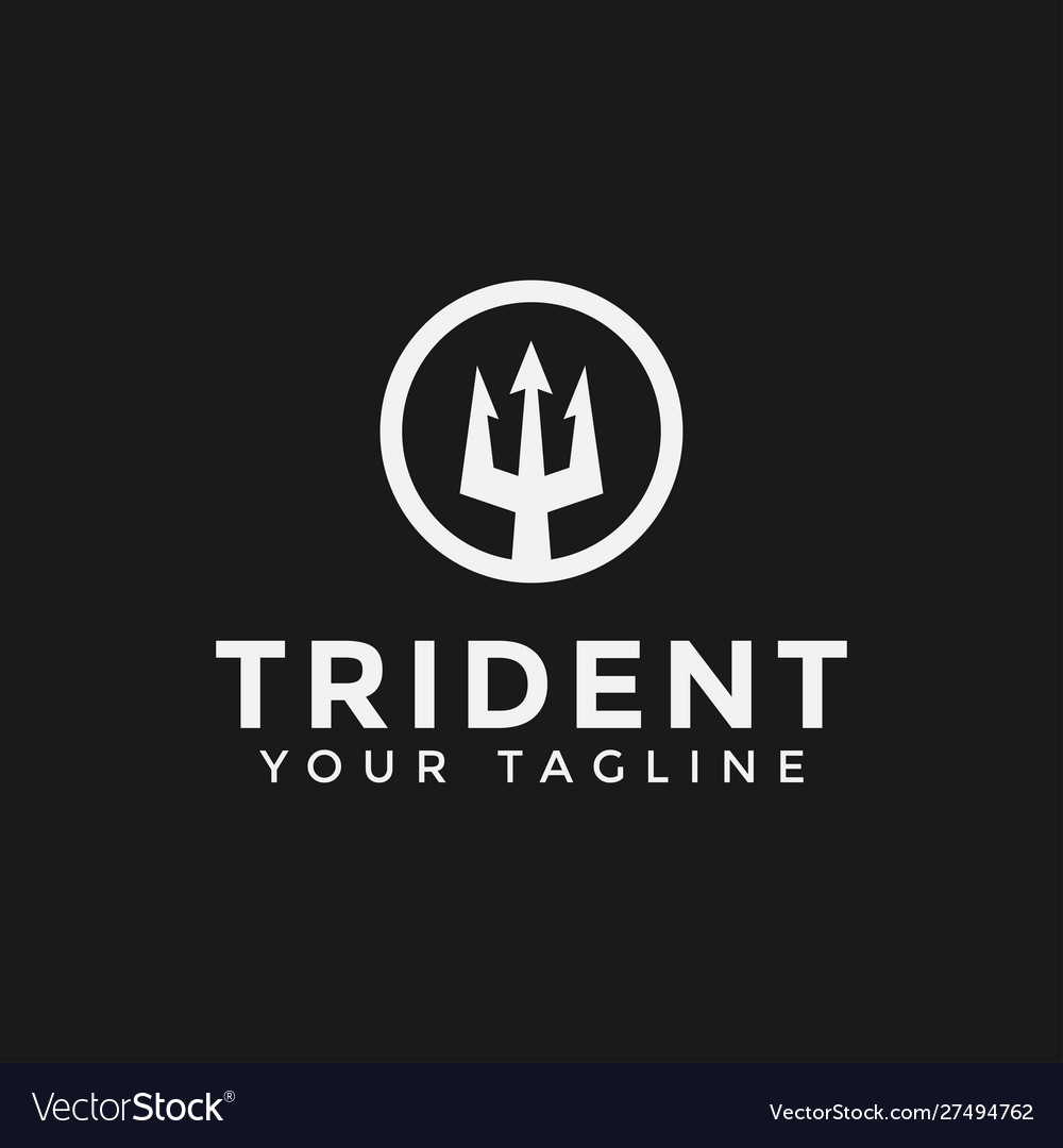 Circle trident neptune poseidon logo design Vector Image