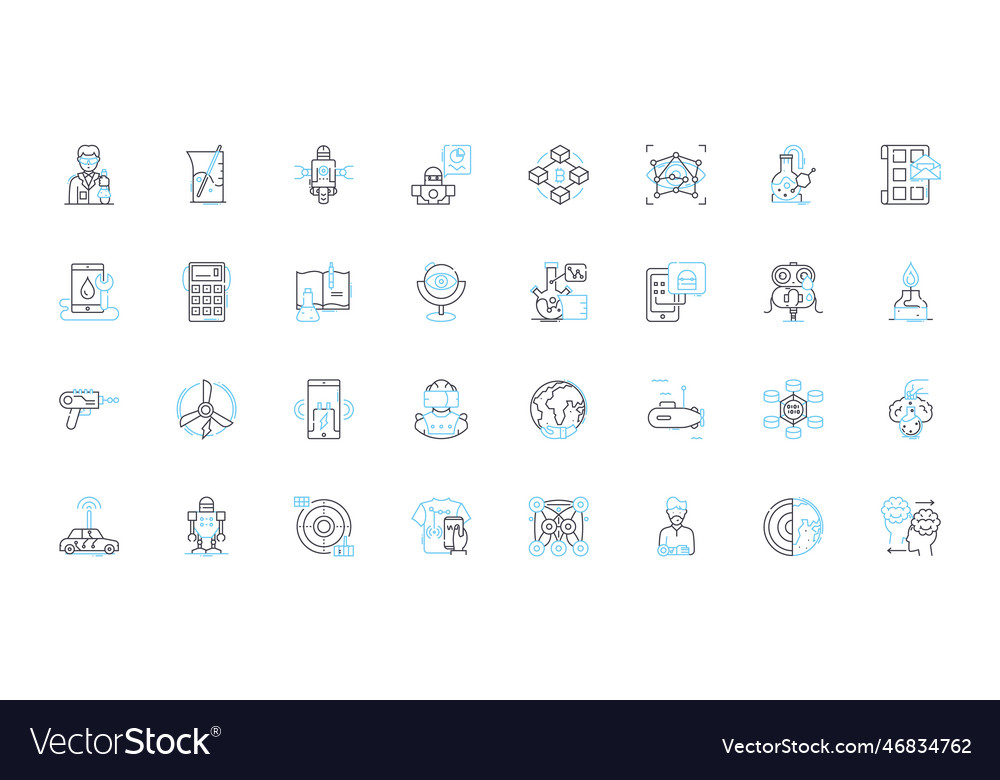 Computerized systems linear icons set automation vector image Computerized systems linear icons set automation