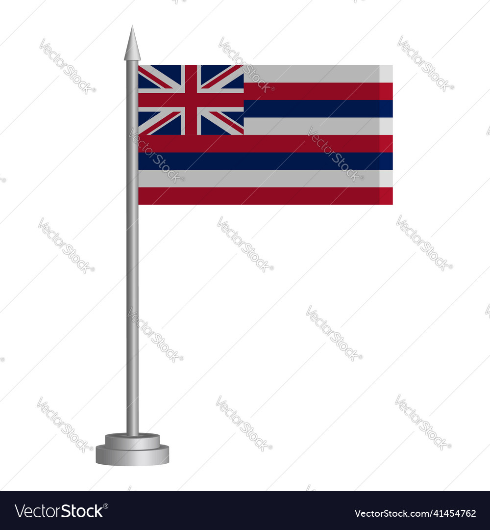 Flag of state hawaii usa flying on a flagpole