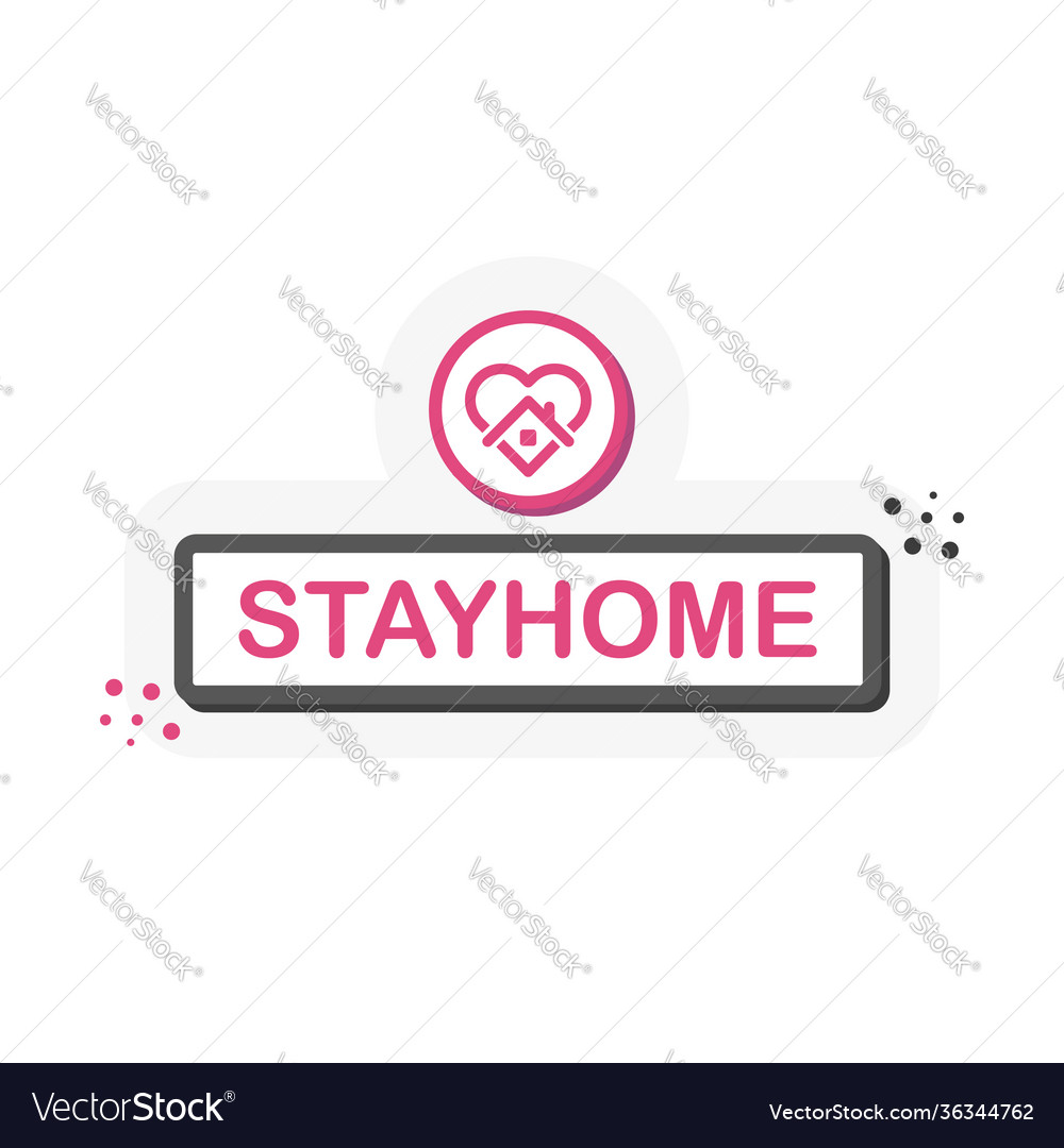 Flat label with stayhome speech bubble 3d