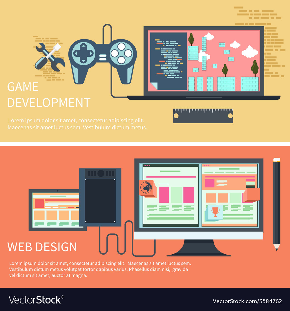 Computer games development concept Royalty Free Vector Image