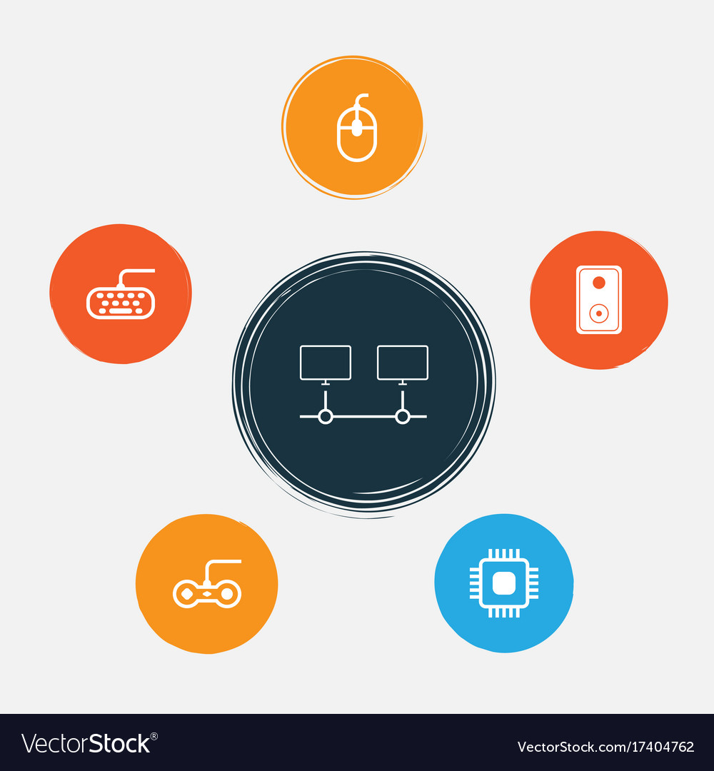 Hardware icons set collection of computer keypad Vector Image